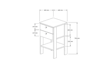 Rinorea Sängbord 44x75 cm - Vit - Möbler - Bord & matgrupp - Avlastningsbord & sidobord - Sängbord & nattduksbord