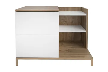 Rinorea Sängbord 72x60 cm i Ek med Lådor och Förvaring - Vit - Möbler - Bord & matgrupp - Avlastningsbord & sidobord - Sängbord & nattduksbord