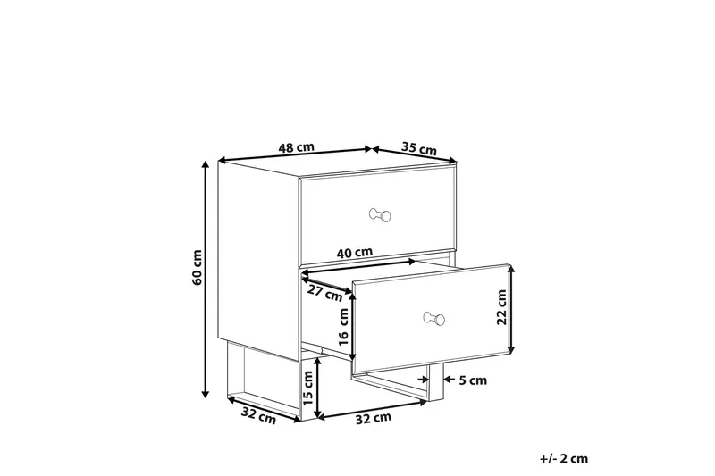 Sängbord 2 lådor spegeleffekt NESLE - Silver - Möbler - Bord & matgrupp - Avlastningsbord & sidobord - Sängbord & nattduksbord