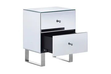 Sängbord 2 lådor spegeleffekt NESLE - Silver - Möbler - Bord & matgrupp - Avlastningsbord & sidobord - Sängbord & nattduksbord