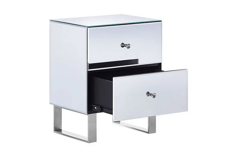 Sängbord 2 lådor spegeleffekt NESLE - Silver - Möbler - Bord & matgrupp - Avlastningsbord & sidobord - Sängbord & nattduksbord