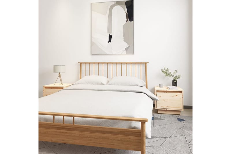 Sängbord 2 st 35x34x32 cm massiv furu - Brun - Sängbord & nattduksbord
