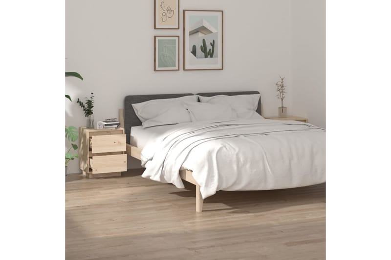 Sängbord 2 st 40x35x50 cm massiv furu - Brun - Sängbord & nattduksbord