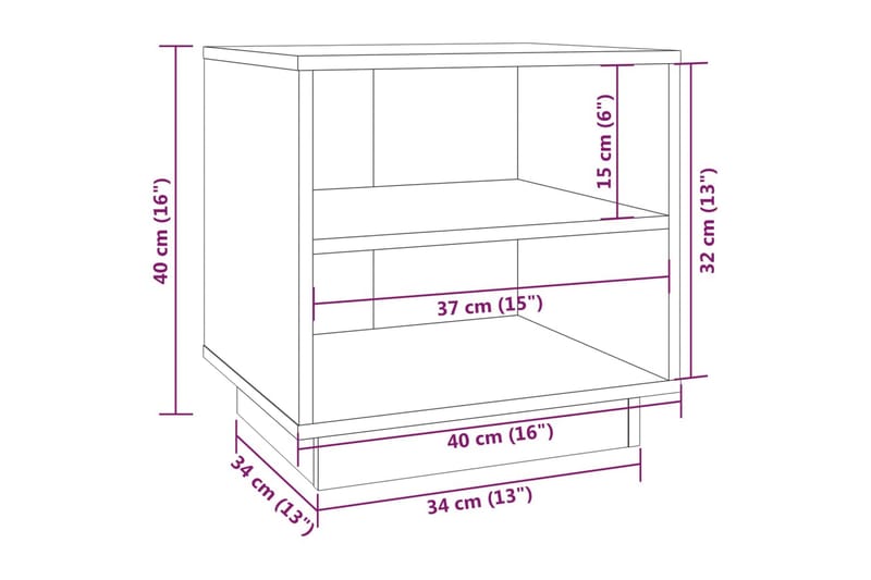 Sängbord 2 st grå 40x34x40 cm massiv furu - Grå - Sängbord & nattduksbord