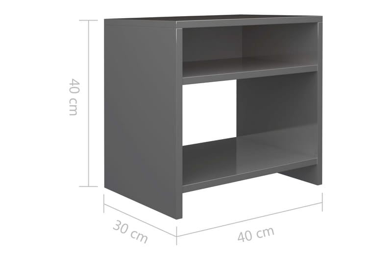 Sängbord 2 st grå högglans 40x30x40 cm sp�ånskiva - Grå - Sängbord & nattduksbord