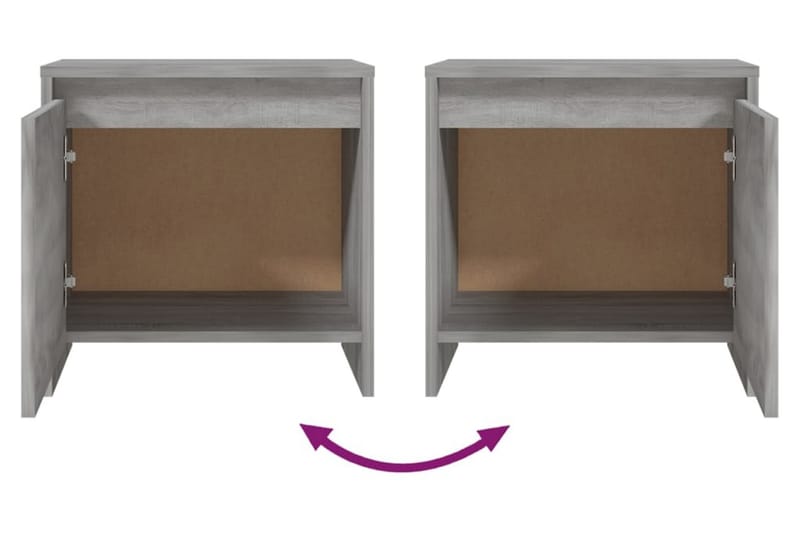 Sängbord 2 st gr�å sonoma 45x34,5x44,5 cm spånskiva - Grå - Sängbord & nattduksbord