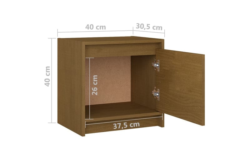 Sängbord 2 st honungsbrun 40x30,5x40 cm massiv furu - Brun - Sängbord & nattduksbord
