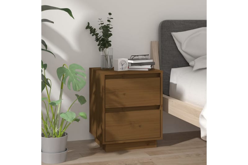 Sängbord 2 st honungsbrun 40x35x50 cm massiv furu - Brun - Sängbord & nattduksbord