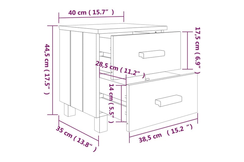 Sängbord 2 st ljusgrå 40x35x44,5 cm massiv furu - Gr�å - Sängbord & nattduksbord