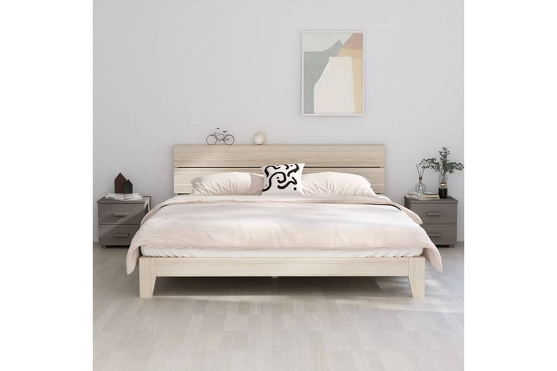 Sängbord 2 st ljusgrå 40x35x44,5 cm massiv furu - Grå - Sängbord & nattduksbord