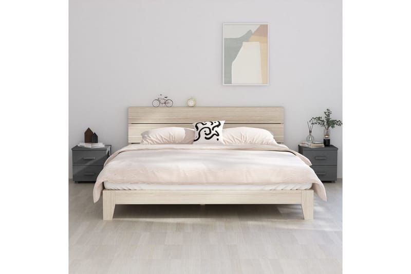 Sängbord 2 st mörkgrå 40x35x44,5 cm massiv furu - Grå - Sängbord & nattduksbord