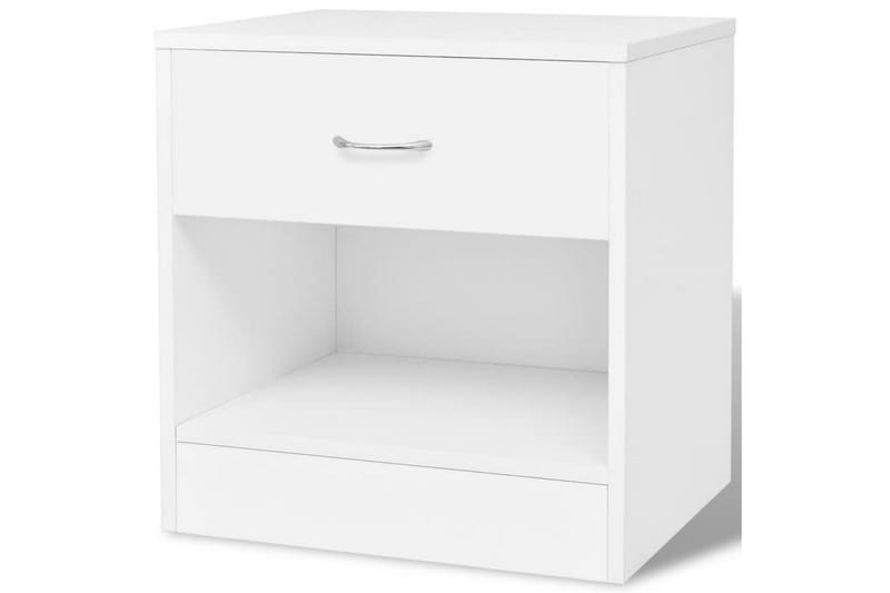 Sängbord 2 st med låda vit - Vit - Sängbord & nattduksbord