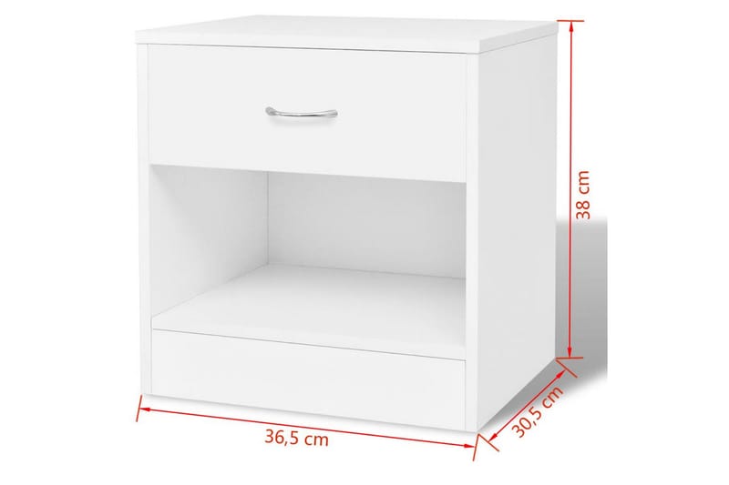 Sängbord 2 st med låda vit - Vit - Sängbord & nattduksbord