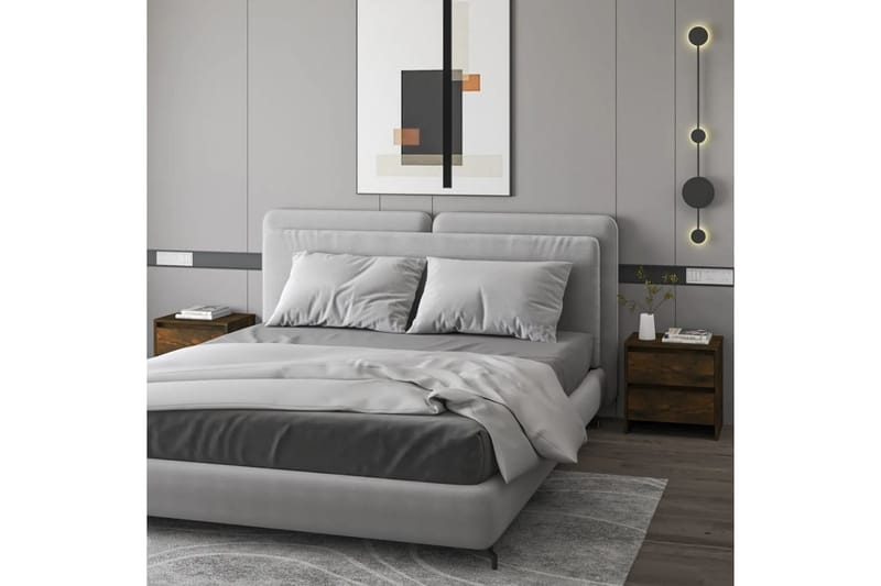 Sängbord 2 st rökfärgad ek 45x34,5x44,5 cm spånskiva - Brun - Sängbord & nattduksbord