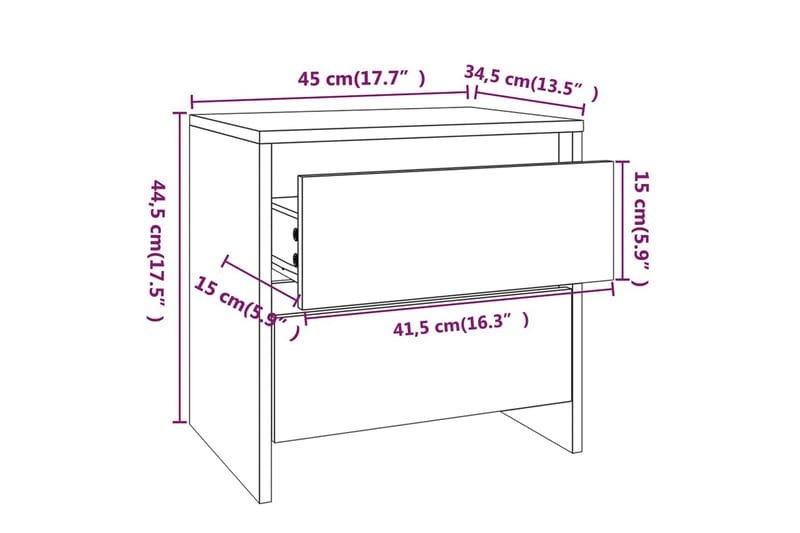 Sängbord 2 st rökfärgad ek 45x34,5x44,5 cm spånskiva - Brun - Sängbord & nattduksbord