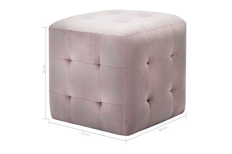 Sängbord 2 st rosa 30x30x30 cm sammetstyg - Rosa - Sängbord & nattduksbord
