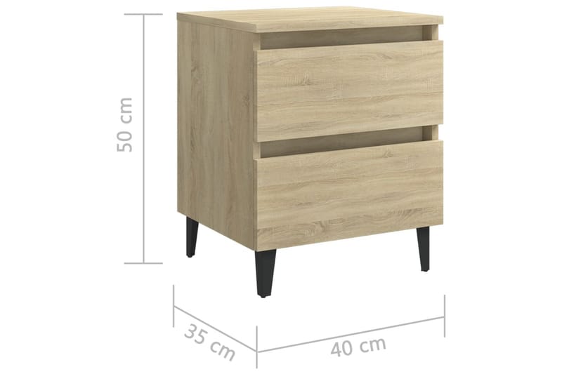 Sängbord 2 st sonoma-ek 40x35x50 cm spånskiva - Brun - Sängbord & nattduksbord