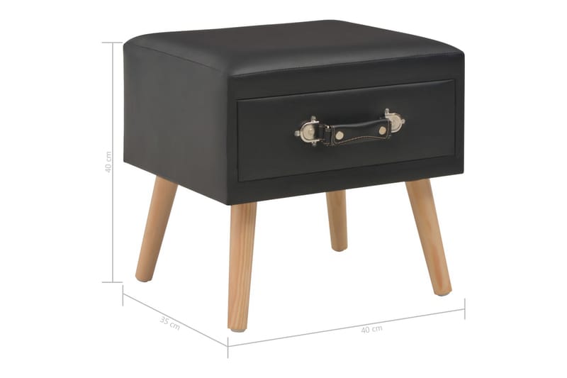 Sängbord 2 st svart 40x35x40 cm konstläder - Svart - Sängbord & nattduksbord