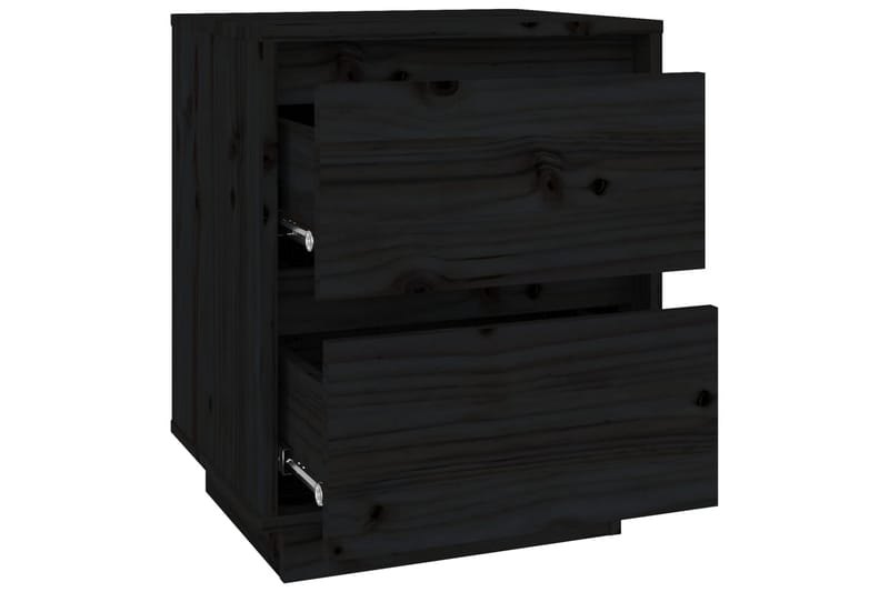 Sängbord 2 st svart 40x35x50 cm massiv furu - Svart - Sängbord & nattduksbord