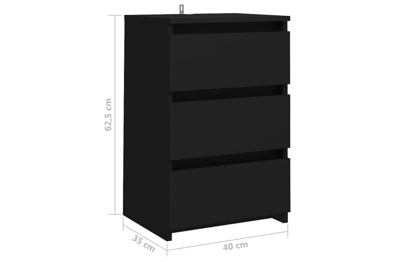 Sängbord 2 st svart 40x35x62,5 cm spånskiva - Svart - Sängbord & nattduksbord
