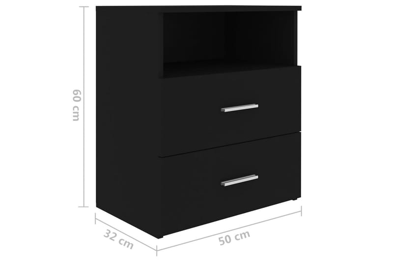Sängbord 2 st svart 50x32x60 cm spånskiva - Svart - Sängbord & nattduksbord