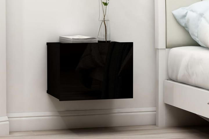 Sängbord 2 st svart högglans 40x30x30 cm spånskiva - Svart - Sängbord & nattduksbord