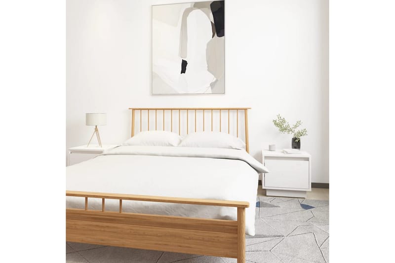Sängbord 2 st vit 35x34x32 cm massiv furu - Vit - Sängbord & nattduksbord