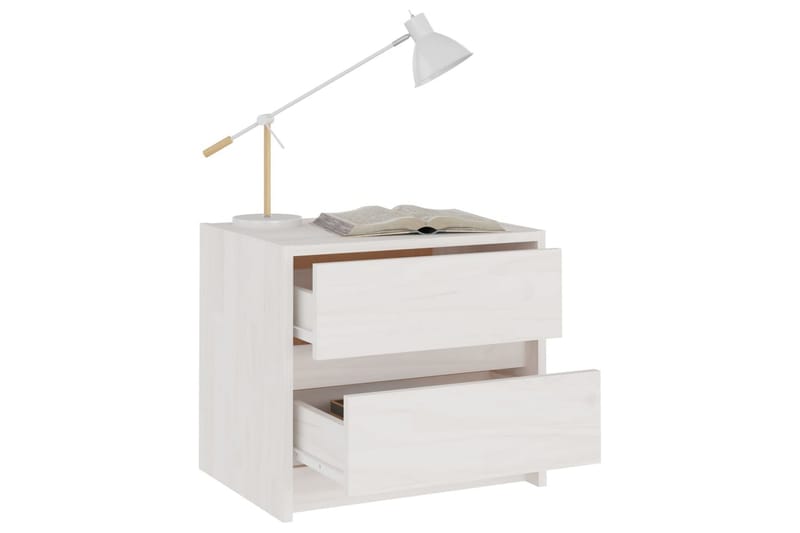 Sängbord 2 st vit 40x30,5x35,5 cm massiv furu - Vit - Sängbord & nattduksbord