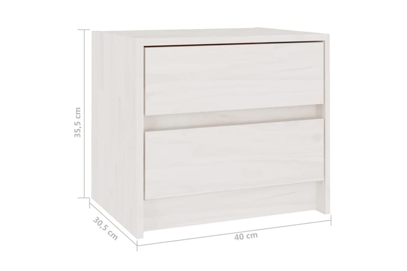 Sängbord 2 st vit 40x30,5x35,5 cm massiv furu - Vit - Sängbord & nattduksbord