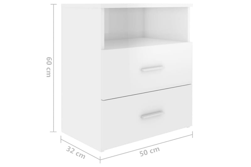 Sängbord 2 st vit högglans 50x32x60 cm spånskiva - Vit - Sängbord & nattduksbord