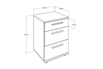 Sängbord 40 cm 3 Skåp - Vit - Möbler - Bord & matgrupp - Avlastningsbord & sidobord - Sängbord & nattduksbord