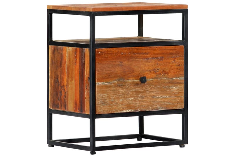 Sängbord 40x30x50 cm massivt återvunnet trä och stål - Brun - Sängbord & nattduksbord