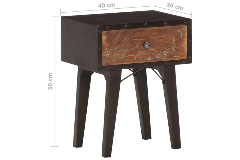 Sängbord 40x30x50 cm massivt återvunnet trä - Svart - Sängbord & nattduksbord