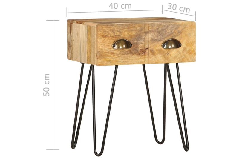 Sängbord 40x30x50 cm massivt mangoträ - Brun - Sängbord & nattduksbord