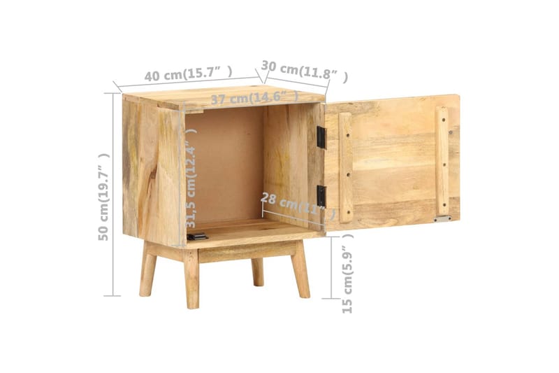 Sängbord 40x30x50 cm massivt mangoträ - Brun - Sängbord & nattduksbord