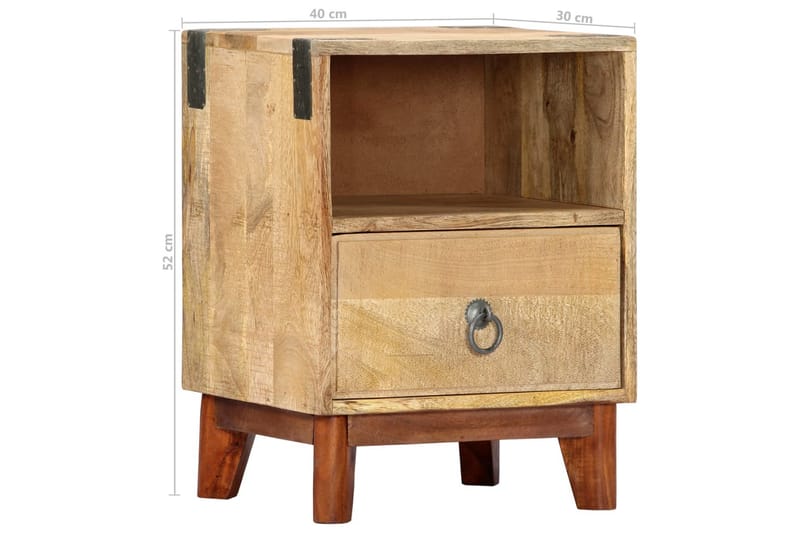 Sängbord 40x30x52 cm massivt robust mangoträ - Brun - Sängbord & nattduksbord