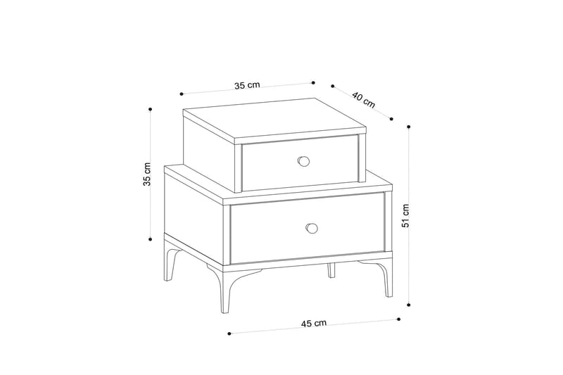 Sängbord 45 cm - Natur/Svart - Sängbord & nattduksbord