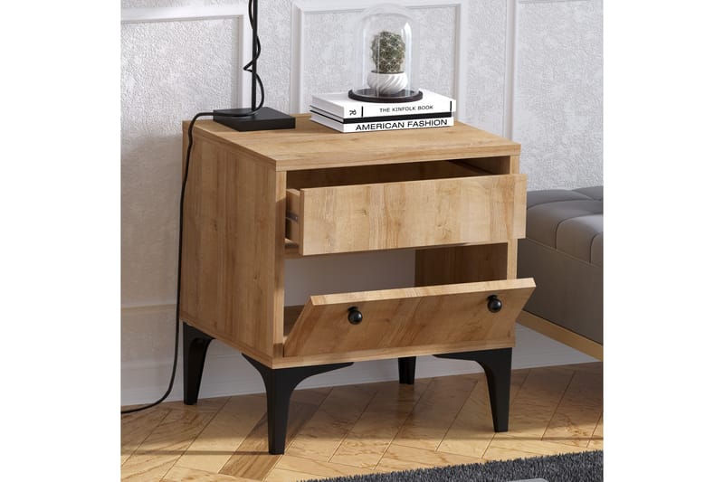 Sängbord 45 cm - Natur/Svart - Möbler - Bord & matgrupp - Avlastningsbord & sidobord - Sängbord & nattduksbord