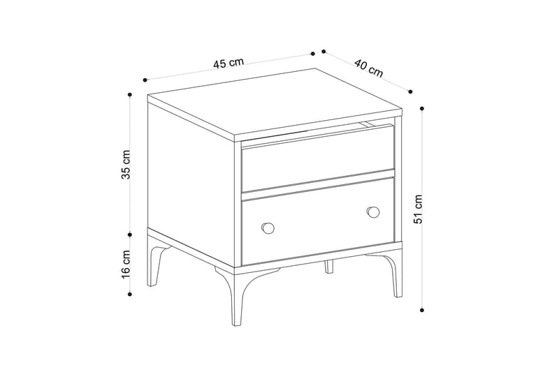 Sängbord 45 cm - Natur/Svart - Sängbord & nattduksbord