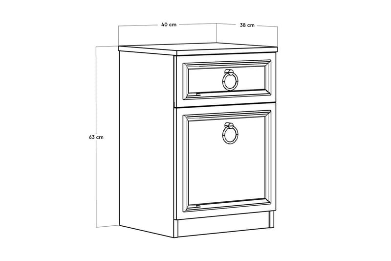 Sängbord Ajra 40x38 cm Vit - Hanah Home - Sängbord & nattduksbord