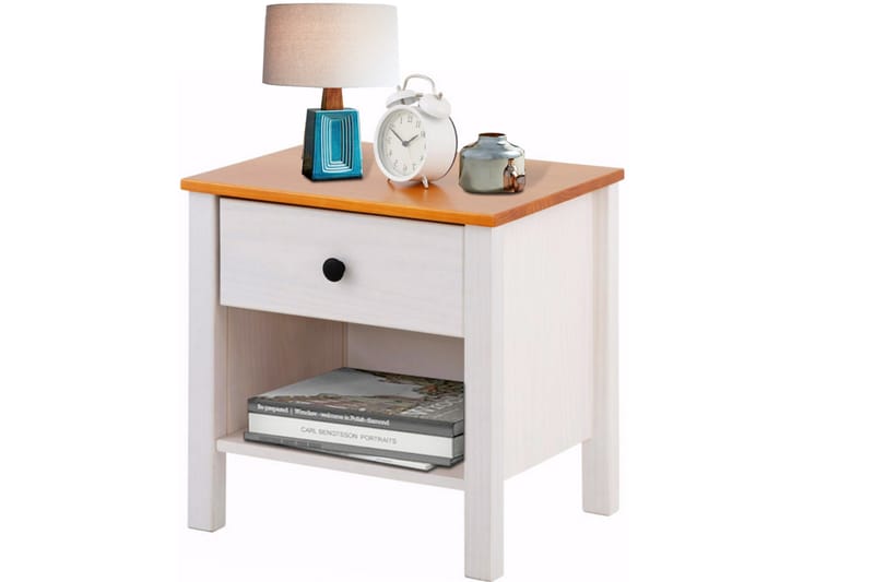 Sängbord Albertville 43 cm - Vit/Gul - Möbler - Bord & matgrupp - Avlastningsbord & sidobord - Sängbord & nattduksbord