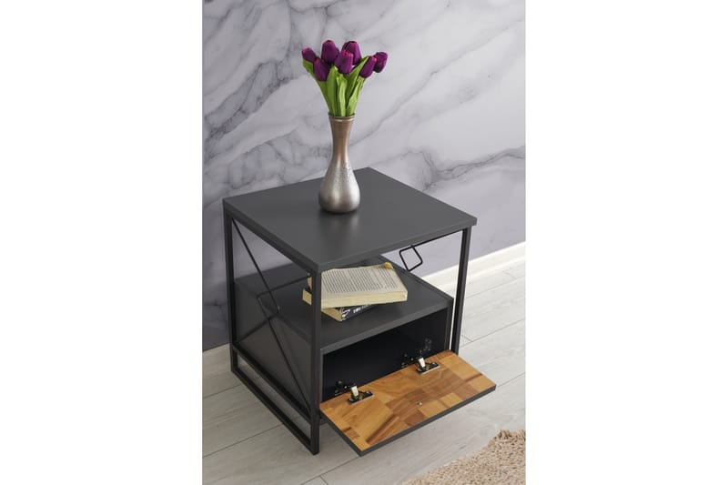 Sängbord Altuniza 45x41 cm - Antracit - Möbler - Bord & matgrupp - Avlastningsbord & sidobord - Sängbord & nattduksbord