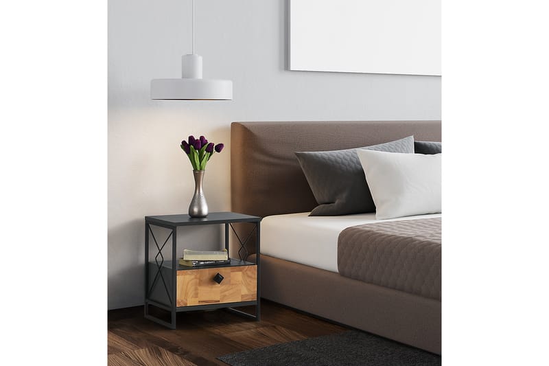 Sängbord Altuniza 45x41 cm - Antracit - Möbler - Bord & matgrupp - Avlastningsbord & sidobord - Sängbord & nattduksbord