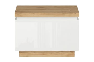 Sängbord Andrepo 58x41 cm - Natur/Vit Högglans - Möbler - Bord & matgrupp - Avlastningsbord & sidobord - Sängbord & nattduksbord