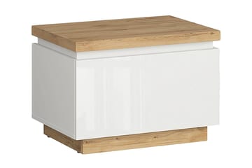 Sängbord Andrepo 58x41 cm - Natur/Vit Högglans - Möbler - Bord & matgrupp - Avlastningsbord & sidobord - Sängbord & nattduksbord