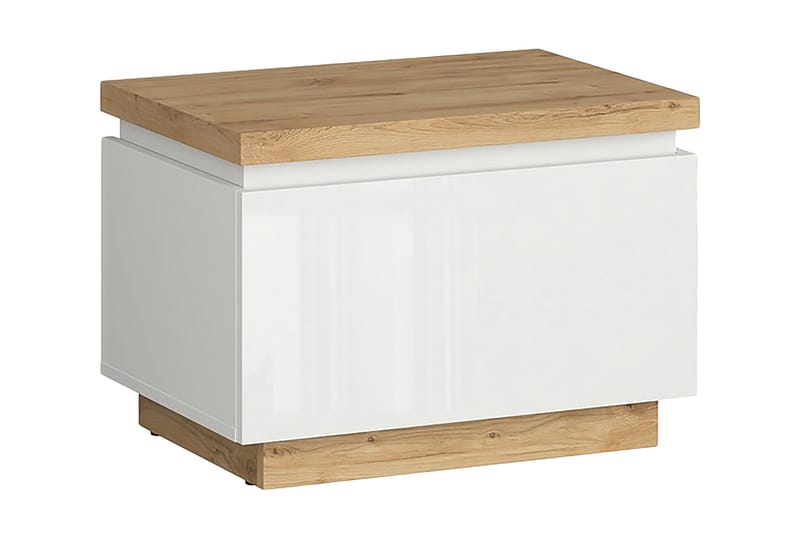 Sängbord Andrepo 58x41 cm - Natur/Vit Högglans - Möbler - Bord & matgrupp - Avlastningsbord & sidobord - Sängbord & nattduksbord