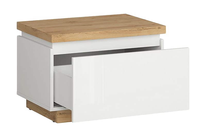 Sängbord Andrepo 58x41 cm - Natur/Vit Högglans - Möbler - Bord & matgrupp - Avlastningsbord & sidobord - Sängbord & nattduksbord