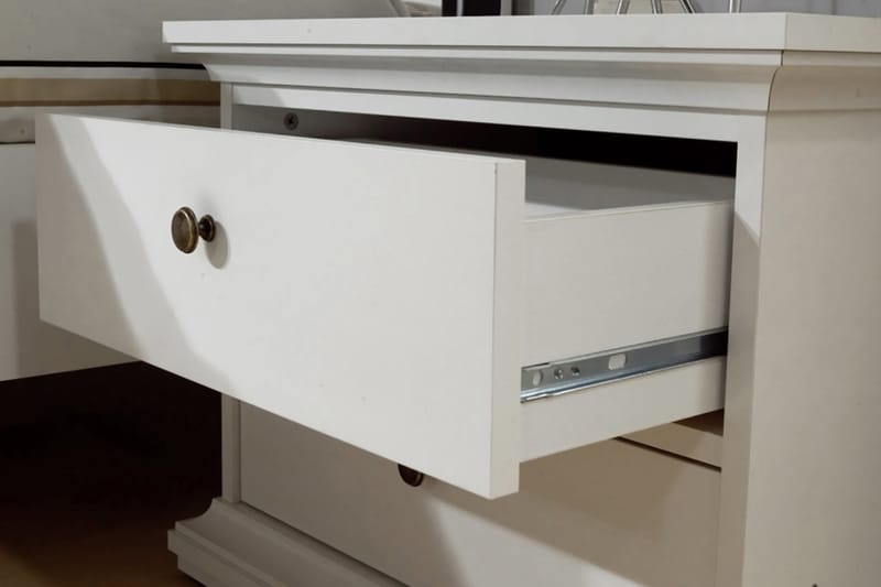 Sängbord Anjou 63 cm med Förvaring 2 Lådor - Vit - Sängbord & nattduksbord