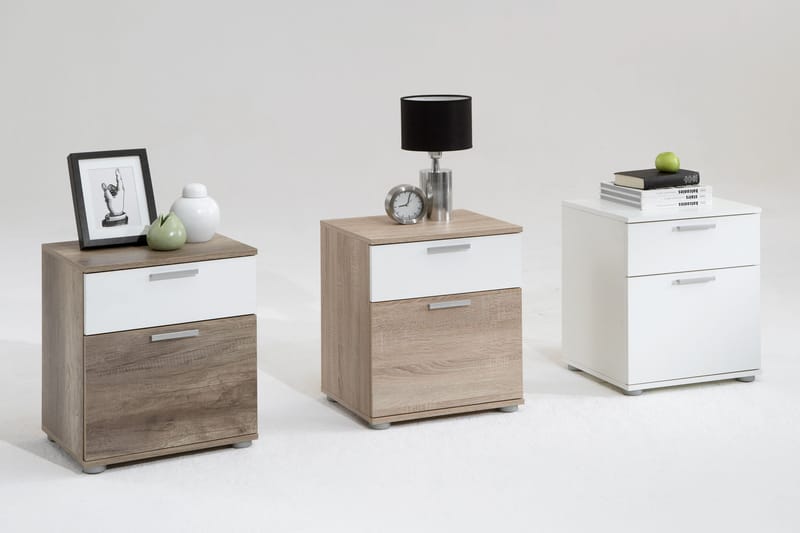 Sängbord Arwen 45 cm med Förvaring 2 Lådor - Vit - Möbler - Bord & matgrupp - Avlastningsbord & sidobord - Sängbord & nattduksbord