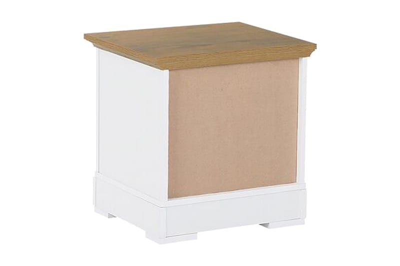 Sängbord Aviana 48 cm med Förvaring Låda + Hylla - Vit/Brun - Möbler - Bord & matgrupp - Avlastningsbord & sidobord - Sängbord & nattduksbord